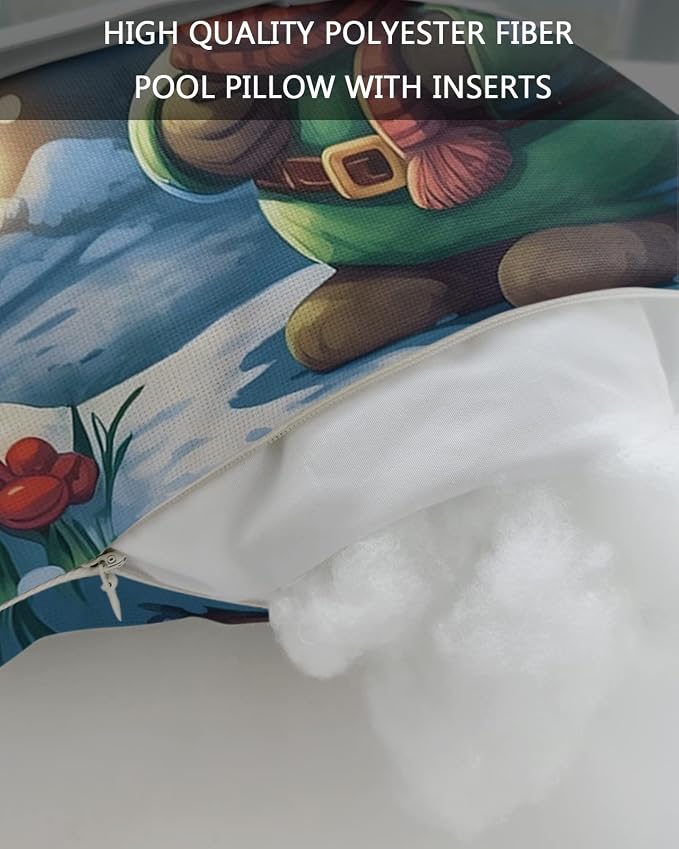 Outdoor Pillows Covers with Inserts Christmas Gnome Candlelight Snow Forest Waterproof Recliner Pillow with Adjustable Strap Throw Pillows for Patio Furniture Pool Lounge Chair, 12x20 inch, 2PCS