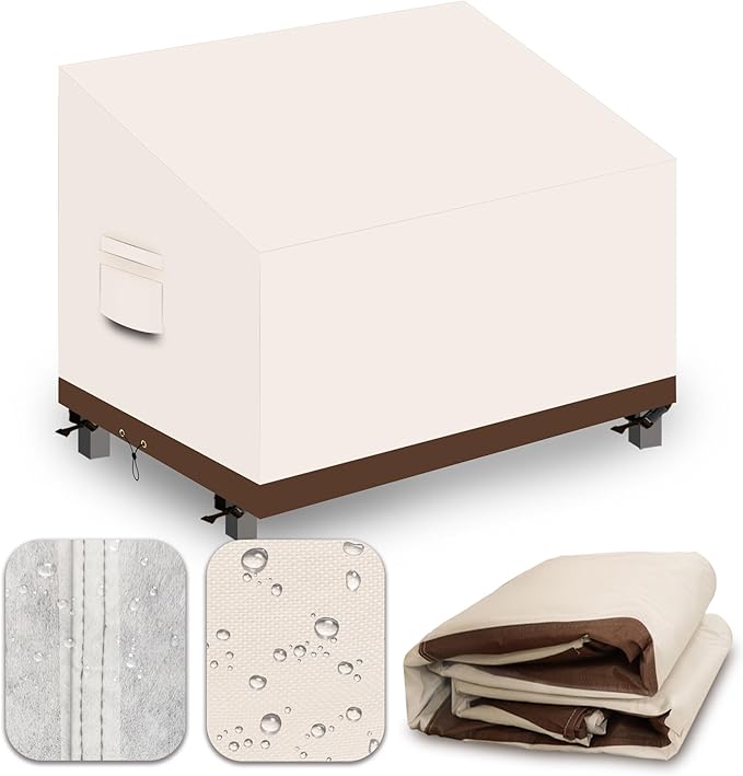 Heavy Duty Patio Sofa Covers Waterproof, Outdoor 3-Seater Couch Cover Waterproof, 600D Outdoor 2-Seater Loveseat Furniture Covers with Air Vent Handle 60''W x 35''D x 24''H/ 35''H Beige Brown