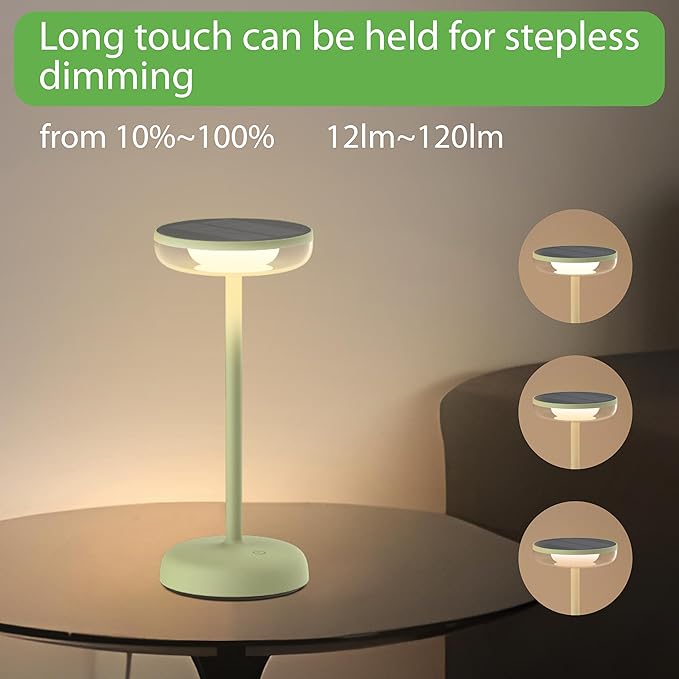 Cocktail Style Solar Table Lamp – Cordless LED Light with USB-C Charging, Dimmable Warm 2700K Glow, Weather Resistant for Indoor/Outdoor Use – Blue, 1 Pack