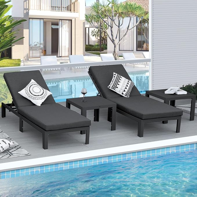 NICESOUL Large Luxury Aluminum Outdoor Sectional Sofa with Chaise, Weather Resistant Modular Patio Furniture Set for 14 People, 500 lbs Heavy Duty Conversation Couch for Poolside Deck, Dark Gray