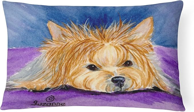 Caroline's Treasures SS8749PW1216 Yorkie Canvas Fabric Decorative Pillow Machine Washable, Indoor Outdoor Decorative Pillow for Couch, Bed or Patio, 12HX16W