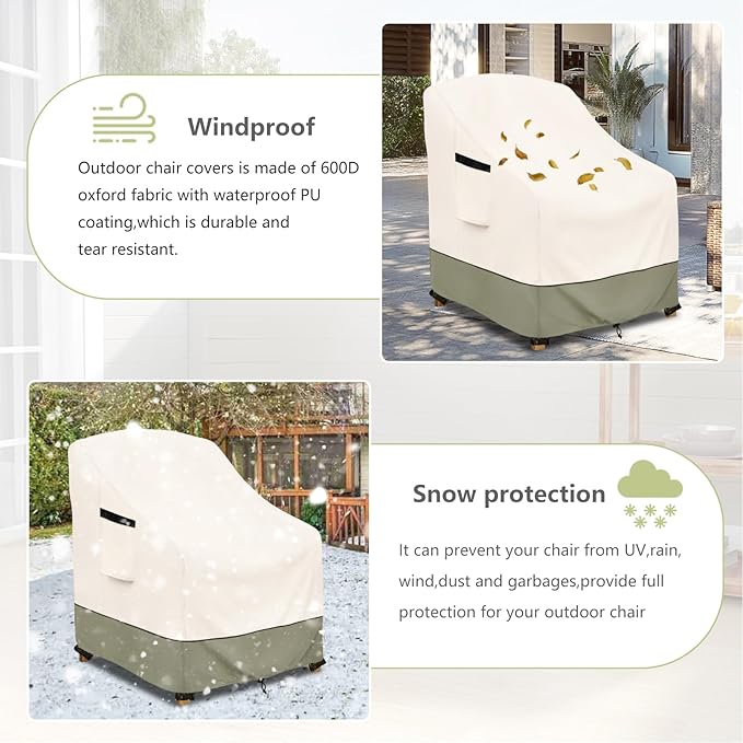 Outdoor Chair Covers 4 Pack 32 W x 35 D x 36 H inches,600D Heavy Duty Waterproof Adirondack Chair Cover,Outdoor Furniture Covers for Lawn/Garden Chiar