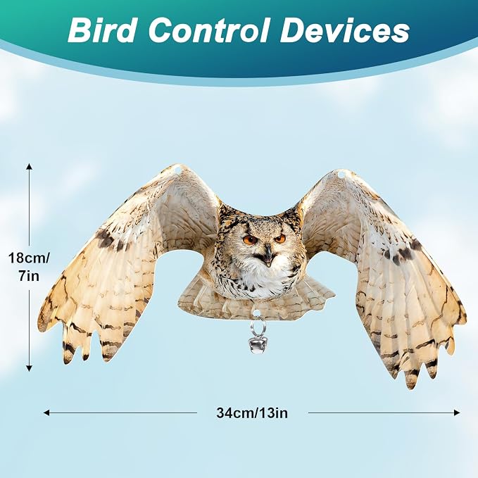 Owls to Keep Birds Away: 3Pcs Fake Owl with Reflective Tape for Garden Patio, Reflective Hanging Decoration to Keep Birds Pigeon from Windows Tree