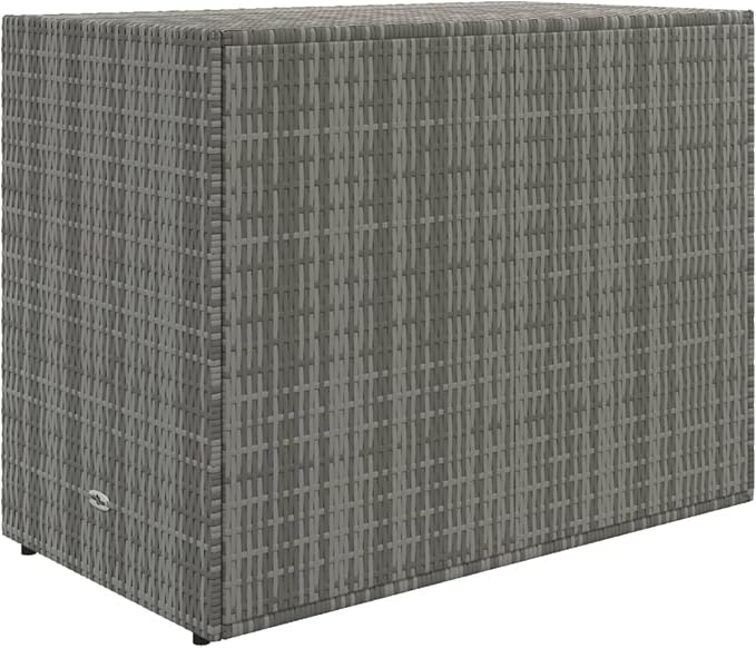 Gecheer Garden Storage Cabinet, Weatherproof Spacious Rattan Deck Box with Poly Rattan and Steel Frame for Outdoor Balcony Terrace