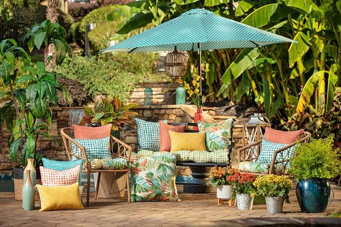 Pillow Perfect Tory Solid Indoor/Outdoor Small Throw Pillow Plush Fill, Weather and Fade Resistant, Small Throw - 16.5" x 16.5", Orange, 2 Count