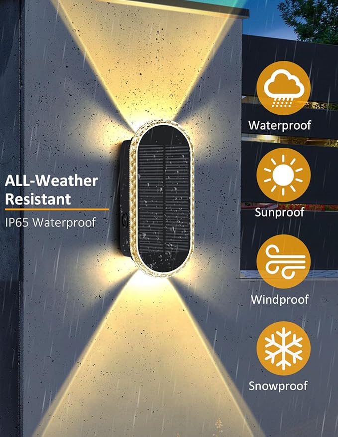 Solar Fence Lights Outdoor, Warm White & RGB 8 Modes Solar Wall Lights Outdoor Waterproof, Up&Down Dual-Head Outdoor Solar Lights for Yard House Fence Backyard Deck Garden Patio Porch, 10 PK