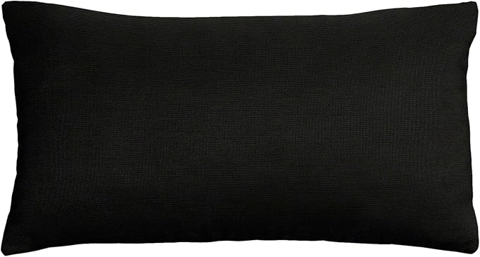 Cushion Source Lumbar Pillow, 20" x 12" Indoor/Outdoor Durable Pillow, Multiple Sunbrella Fabric Options Available, Sunbrella Black