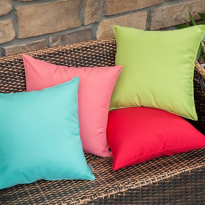 MIULEE Large Beach Blanket Bundle Pack of 2 Decorative Outdoor Waterproof Pillow Covers Square Garden Cushion Sham Throw Pillowcase Shell for Patio Tent Couch 18x18 Inch Pale Green