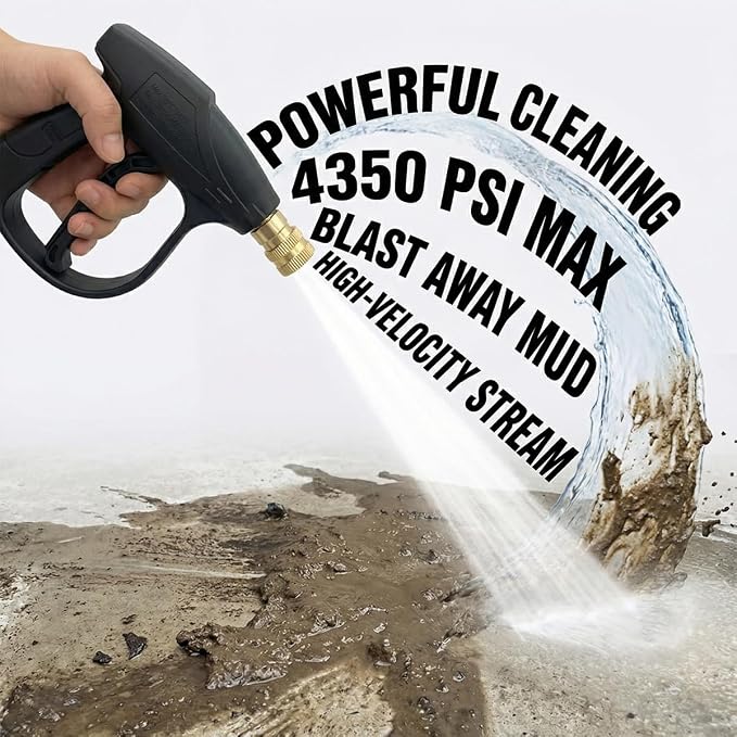 Car High Pressure Washer Gun with 1/4" Outlet Quick Connect, 4350 PSI M22-14 Thread Power Washer Gun with 5 Nozzles & M22 Fitting, Auto Washing Sprayer Tool, Universal for Vehicles