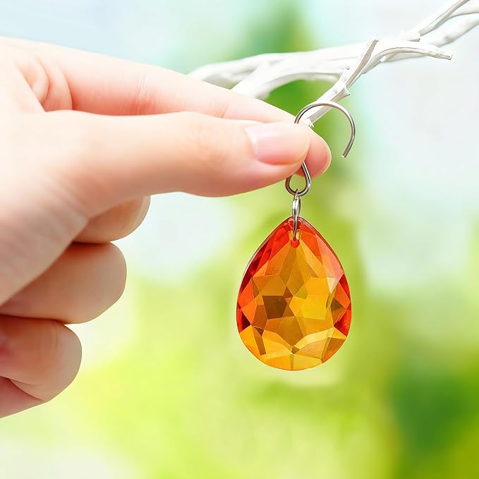 10pcs Amber Bauhinia Crystal Prisms Suncatcher Chandelier Decor | K9 Crystal Glass Bauhinia Prisms 38mm Amber Window Wedding Party Chandelier Decor Rainbow Maker Gift for Women Mom
