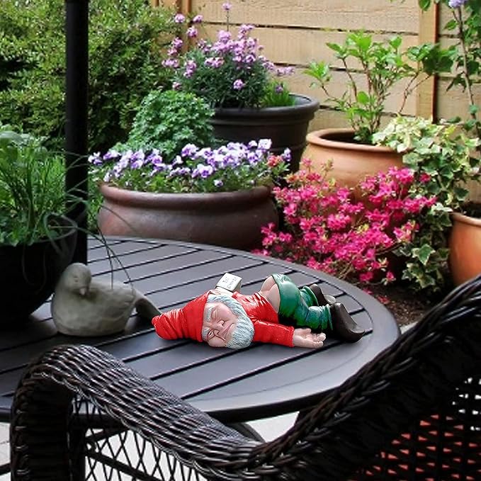 Funny Drunk Dwarf Garden Gnome Statues Decoration, Creative Statue Resin Sculpture Novelty Gift for Outdoor Indoor Patio Yard Lawn Porch Ornament Decor