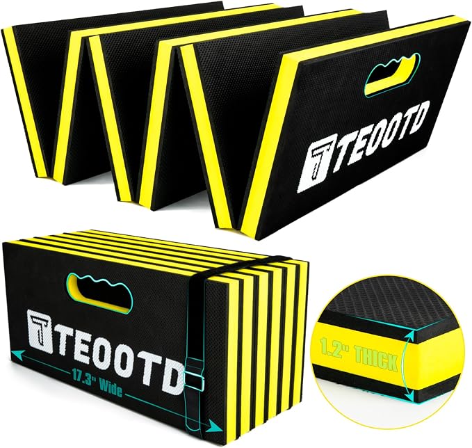 1.2" Extra Thick Foldable Mechanic Kneeling Pad with Handle & Storage Belt, 5 Fold Multi-Use Comfortable EVA Foam Cushion Mat for Workshop,Repairing,Gardening,Yardwork,Camping,Fitness,47.3x17.3x1.2"
