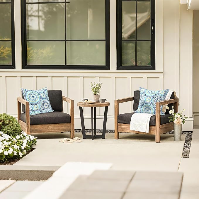 LVTXIII Outdoor Throw Pillows Set of 2, Patio Waterproof Pillows Fade Resistant Accent Pillows for Home and Garden Furniture Decoration, 18"x18", Delancey Baltic