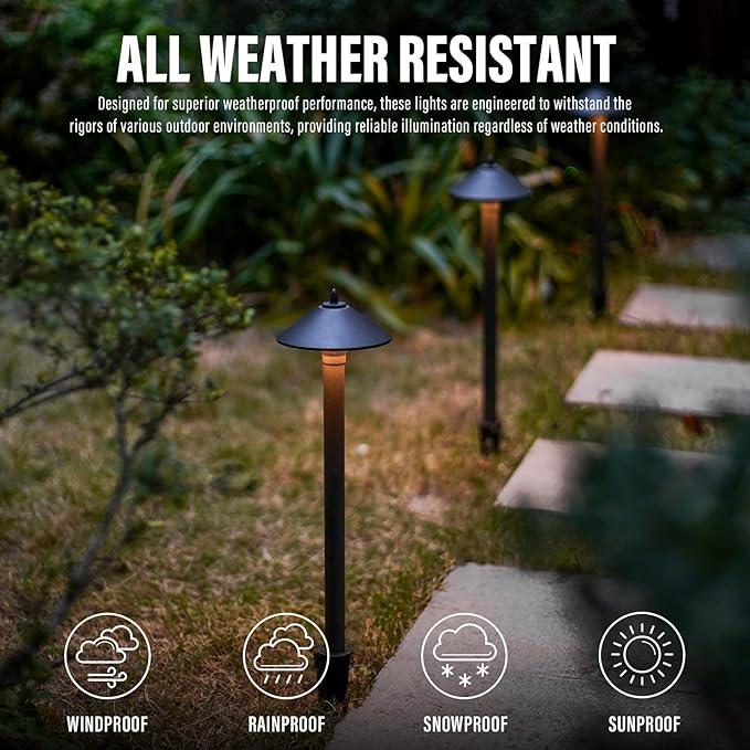 VENUS MANUFACTURING Low Voltage LED Pathway Lights 1.2W Outdoor Landscape Lighting 6 Pack 40 Lumen Landscape Path Lights 2700K for Lawn Patio Yard Walkway Driveway Pathway Garden