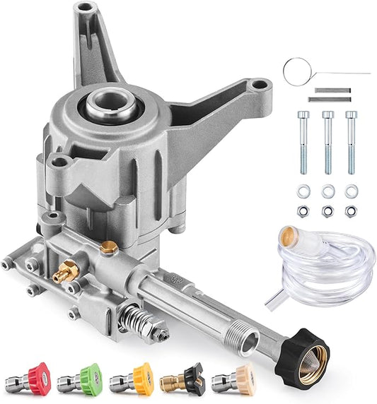 Happybuy Pressure Washer Pump, 7/8" Shaft Vertical, 3100 PSI, 2.5GPM, Replacement Power Washer Pumps Kit with 5 Nozzles, Hardware and Siphon Tube, Compatible with Honda, Troy Bilt, PowerStroke