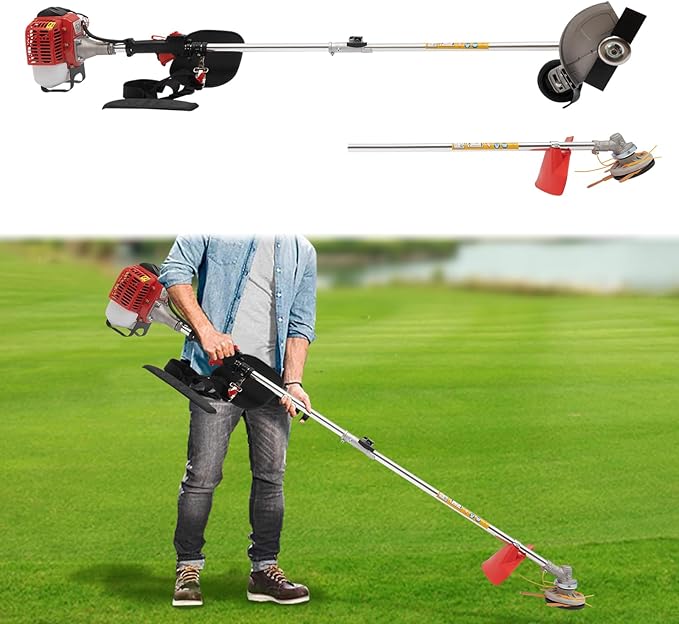 Brush Cutter, 2-Stroke Gas Edger Gas Powered Weed Wacker Gas Weed Trimmer Brush Cutter Lawn Edger Grass Trimmer Weed Eater Grass Tools Weed Eater for Weeds and Grass (26CC)
