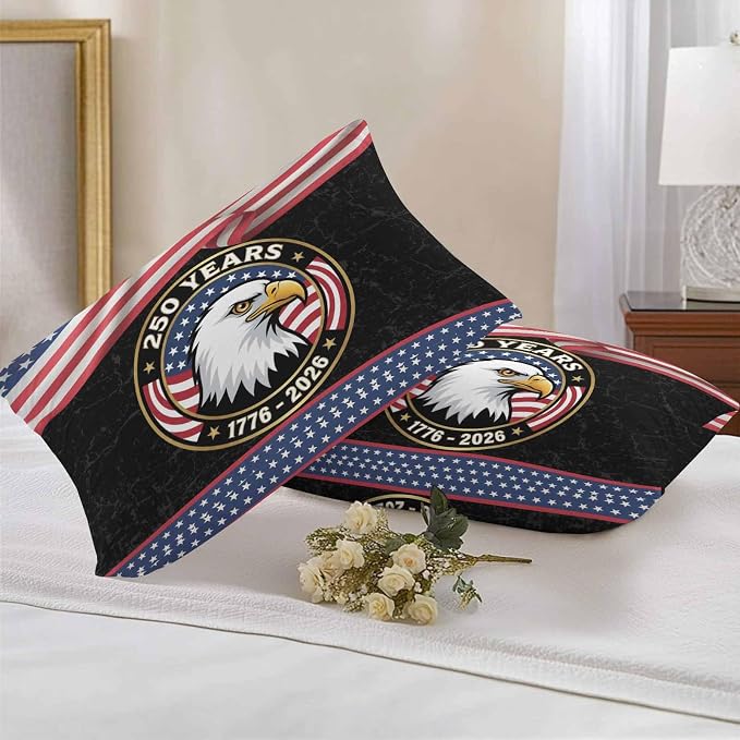 250 Year Anniversary Outdoor Waterproof Throw Pillow Covers 20x12 Set of 2, Independence Day Eagle USA Flag Decorative Pillowcases Cushion Pillowcase for Couch Sofa Patio Outside Pillow Protector