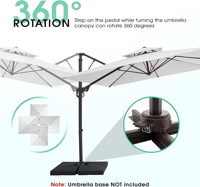 JEAREY 11ft 2-Tier Cantilever Patio Umbrella, Large Square Outdoor Offset Umbrella with Double Top Vent and 360-degree Rotation for Garden, Deck, Pool, Patio, Cream White