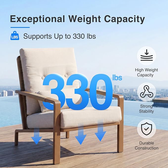 5-Piece Aluminum Patio Furniture Set, Outdoor L-Shaped Sectional Sofa with Coffee Table & Side Table, Patio 3-Piece Sofa Set, Thick Waterproof Cushions, Modern Outdoor Conversation Set, Beige