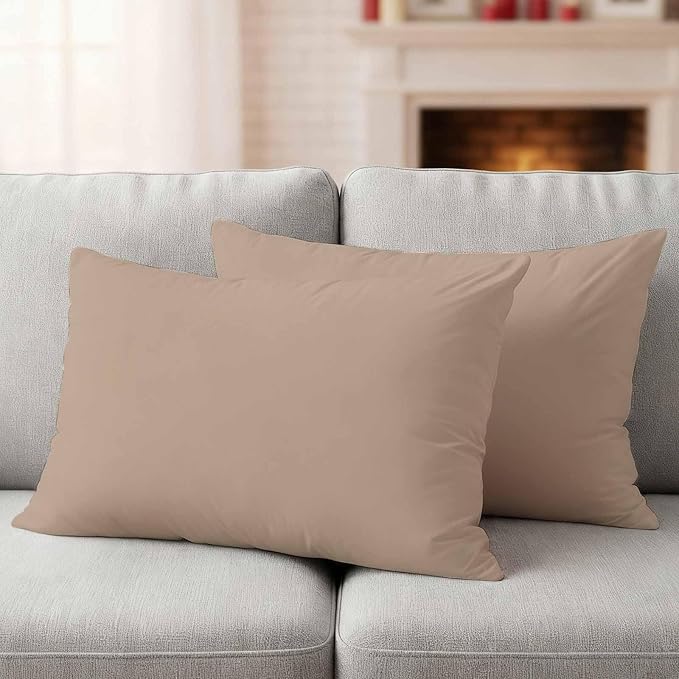 Lumbar Pillow Covers 20x12 Inch Set of 2, Beige Solid Color Waterproof Outdoor Pillow Covers, Aesthetics Contemporary Luxury Decorative Cushion Pillowcases for Couch, Sofa, Bed, Garden, Patio