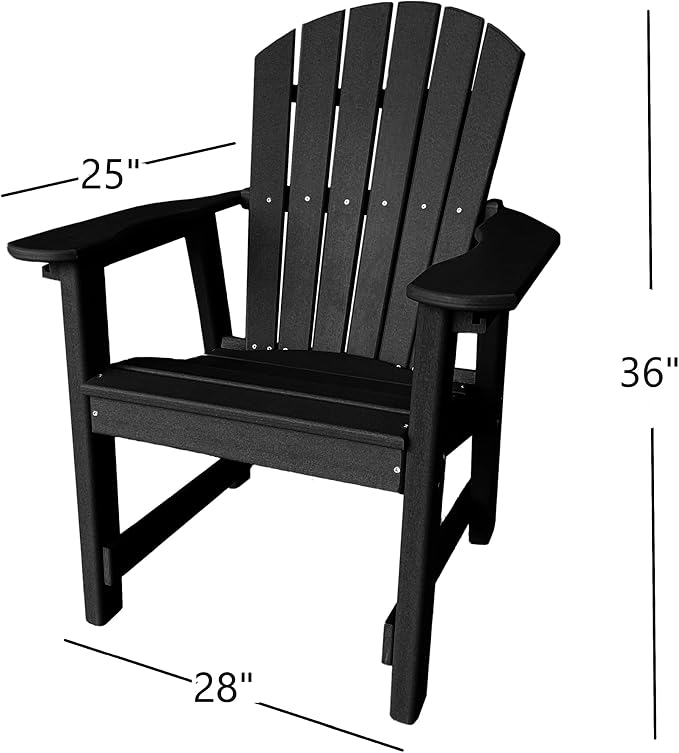 Phat Tommy 2 Chair Dining Table Set - Poly Outdoor Furniture - Small Patio Dining Set for Apartment Balcony Furniture, Recycled Poly Lumber Chairs and Table, Black