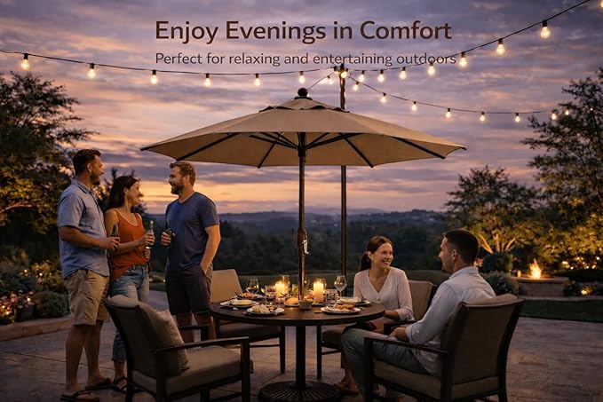Treasure Garden Octagonal 9 ft Patio Umbrella - Outdoor Furniture Table Umbrella – Push-Button Tilt – Black Aluminum Frame (Obravia2, Forest Green)