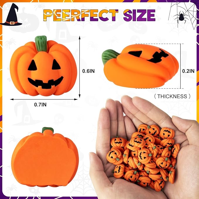 120 Pcs Halloween Resin Charms Pumpkin, DIY Mini Flatback Charms Pumpkin | Grimace Smile Pumpkins Miniature for Halloween Meeting, Phone Case, Fridge Table Decoration