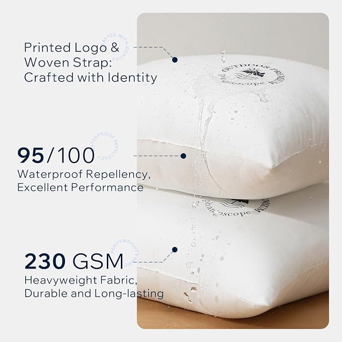 Phantoscope 18x18 Outdoor Pillow Inserts 4 Pack Outdoor Pillows Waterproof | Water Resistant Outdoor Pillows for Patio Porch Furniture Indoor Decorative Throw Pillows Fillers Couch Sham Cushion Stuffer