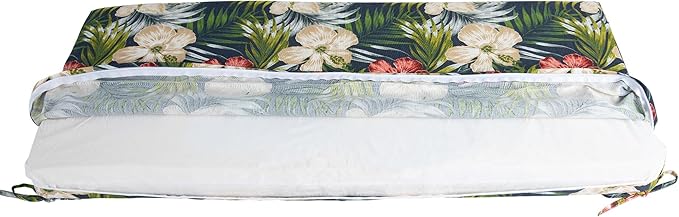 Magpie Fabrics Patio Bench Cushion Cover 42x18x3 Inch, NO Insert! Water Resistant UV Protection Outdoor Swing Loveseat Replacement Cover with Zipper (Midnight Floral)