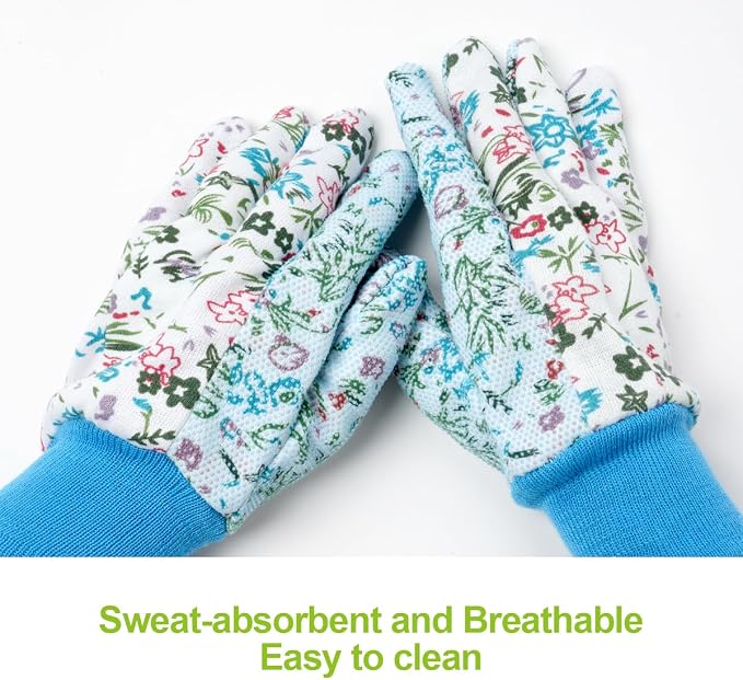 Ainiv Floral Gardening Gloves for Women/Ladies, Non-Slip Garden Work Gloves | Breathable Yard Work Glove Light Working Gloves