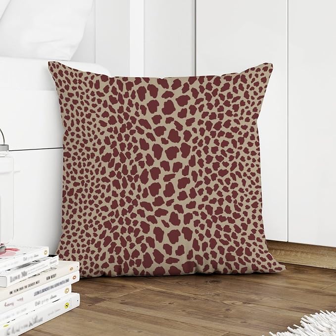 Brown Cheetah Leopard Print Outdoor Cushion Cases African Animal Stripe Throw Pillow Cover Accent Waterproof Pillows for Patio Furniture Garden 22x22 in