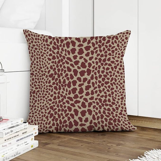 Brown Cheetah Leopard Print Outdoor Cushion Cases African Animal Stripe Throw Pillow Cover Accent Waterproof Pillows for Patio Furniture Garden 22x22 in