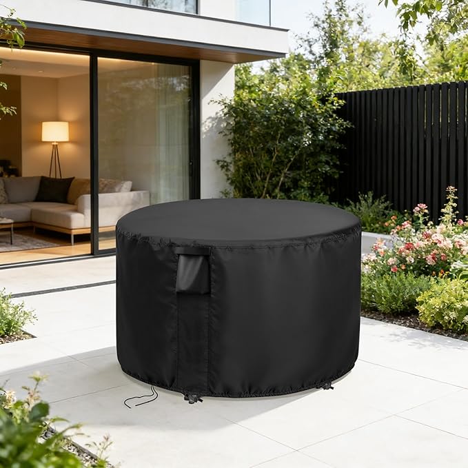 Patio Furniture Covers Round, 48 Inch Outdoor Round Table Cover Waterproof, Patio Furniture Cover for All Weather Resistant - 48 x 28 Inch