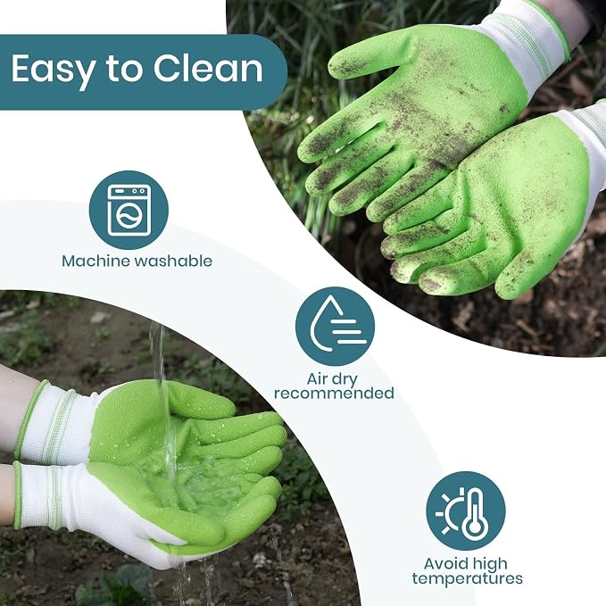 Velway 2 Pairs Gardening Gloves - Breathable Rubber Coated Women's Garden Work Gloves - Purple & Green Medium