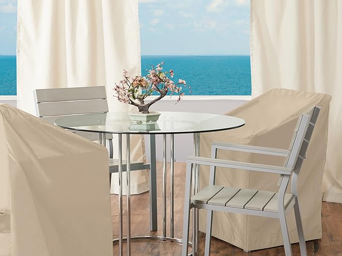 Covermates Classic Outdoor Chair Cover – Lightweight Weather-Resistant Patio Chair Cover with Elastic Hem & Mesh Vent, Protects Patio, Dining & Lounge Chairs, 30W x 26D x 33H, Classic Tan