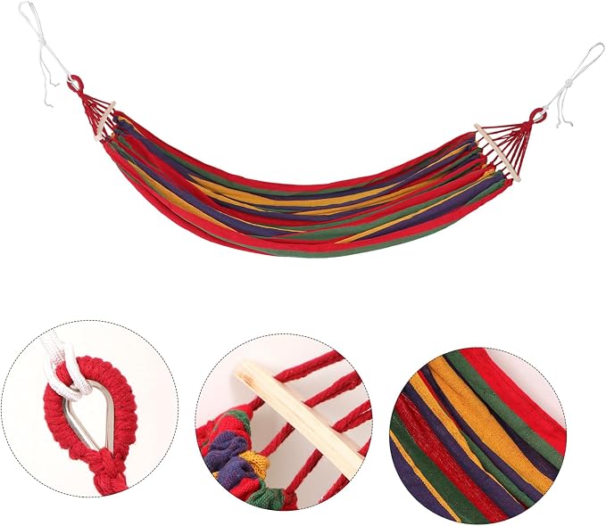 Hammock with Duckbill Buckle Canvas Outdoor Hanging Bed for Camping Backyard Garden and Patio Relaxation Portable and Easy to Up