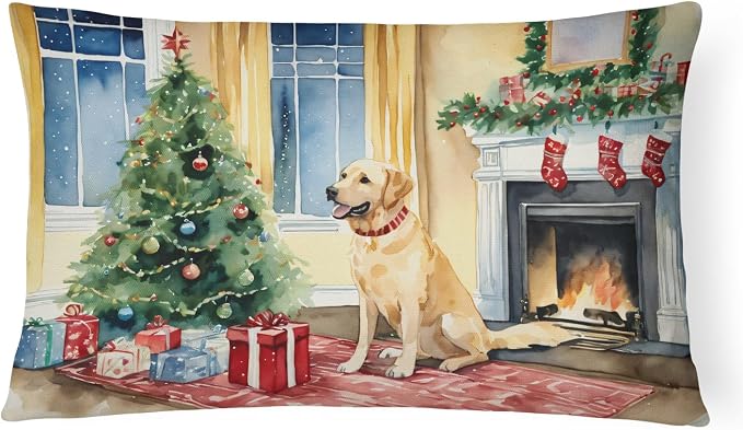 Caroline's Treasures DAC2697PW1216 Labrador Retriever Cozy Christmas Throw Pillow Machine Washable, Indoor Outdoor Decorative Pillow for Couch, Bed or Patio, 12HX16W