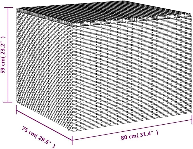 Outdoor Storage Box Poly Rattan Garden Deck Chest with Zipped Liner and Gas Lift Mechanism for Patio Furniture Cushions and Pillows Large Wicker Trunk in Various (80 x 75 x 59 cm)