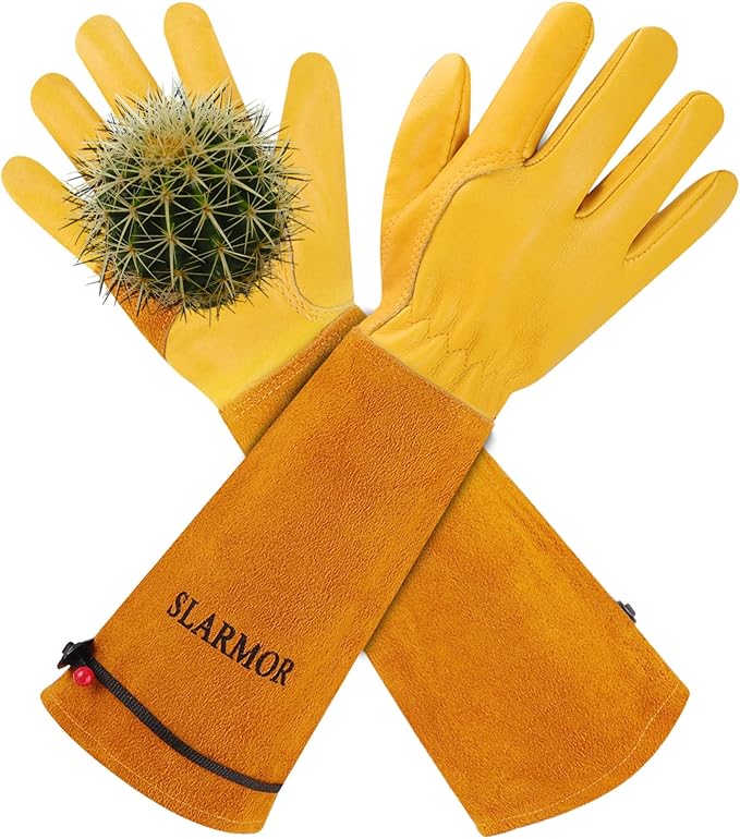 Long Gardening-Gloves Women/Men-Thorn proof Rose Pruning Heavy Duty Gauntlet-XL | Womens Long Leather Garden Glove, Heavy Duty Gauntlet, Work Glove for Weeding, Yard Planting, Best Garden Gifts for Gardener