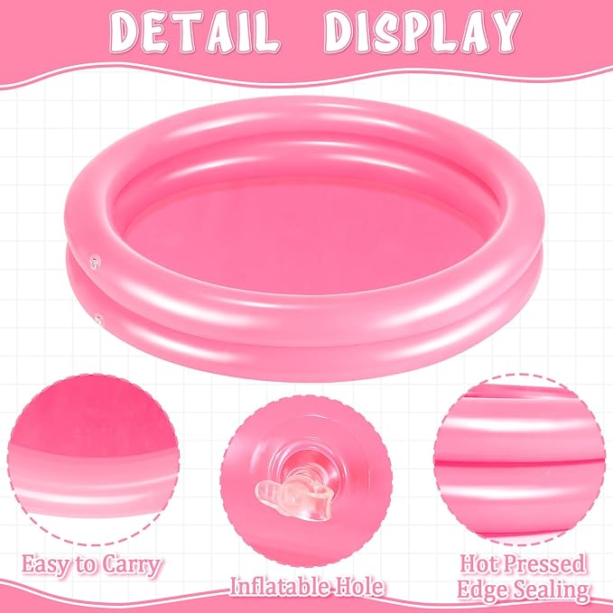2 Pack Pink Inflatable Pool Foot Bath Basin, Swimming Pool Clean Feet, Foot Soaking Bath Basin for Pool Entry Ladder, Home Spa Treatment for Above Ground Pools