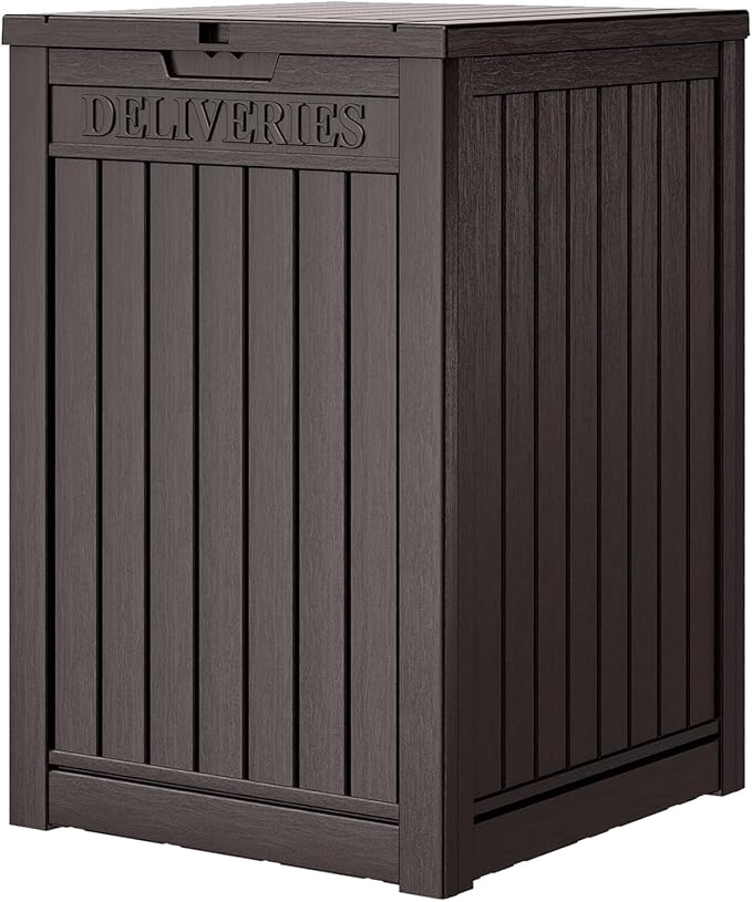 NUNU LAB Package Delivery Box for Outside, 51 Gallon Storage Deck Box with Lockable Secure, Waterproof Large Resin Drop Boxes for Porch