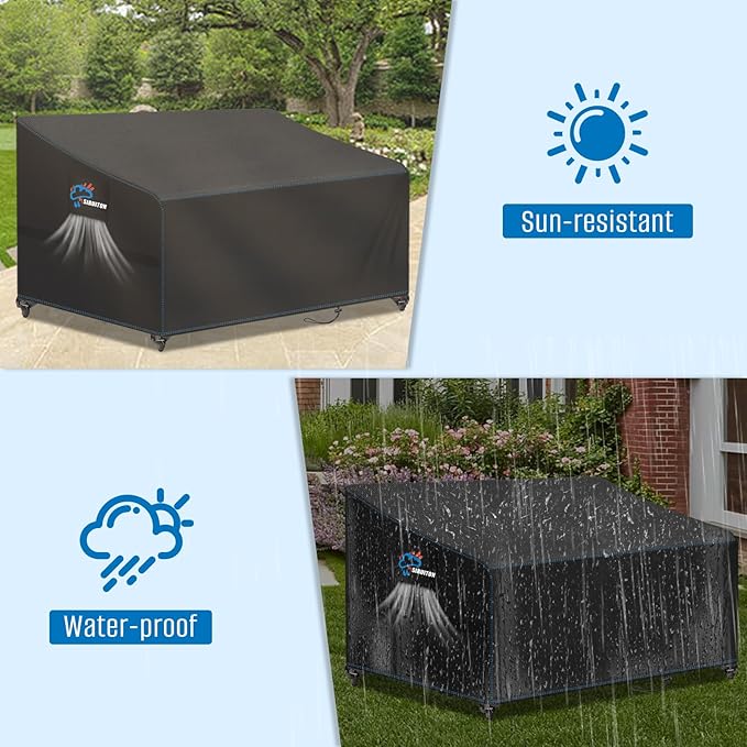 SIRUITON 3-Seat 88" W x 33" D x 32" H Garden Patio Sofa/Loveseat/Bench Cover, Heavy Duty 420D Oxford Waterproof Outdoor Sofa Cover, Lawn Patio Furniture Covers