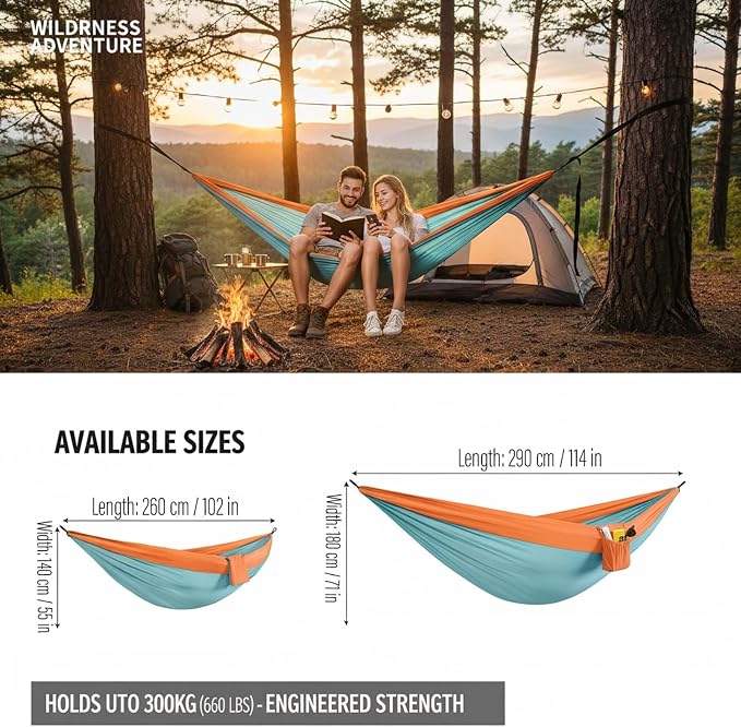 YSUEFIJO Relaxing Camping Hammock, Outdoor Hammock Perfect for Travel Or Backyard, Hanging Hammock Lightweight and Portable, Easy to Hang, Comfortable Lounge, Weight Capacity 300kg