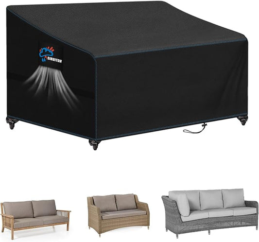 SIRUITON 4-Seat 80" W x 38" D x 32" H Garden Patio Sofa/Loveseat/Bench Cover,Heavy Duty 420D Oxford Waterproof Outdoor Sofa Cover, Lawn Patio Furniture Covers