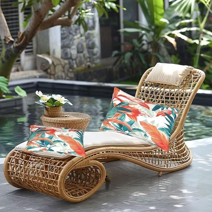 Outdoor Pillows Waterproof Set of 2 Outdoor Pillow Covers 16x24 Inch, Tropical Throw Pillows Plant Pillow Covers, Garden Decorative Pillows Outdoor Pillows for Patio Furniture Car Home Decor -hs327