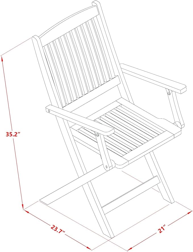 East West Furniture AECM7CANA 7 Piece Patio Bistro Dining Furniture Set Consist of a Rectangle Outdoor Acacia Wood Table and 6 Folding Arm Chairs, 36x60 Inch, Natural Oil