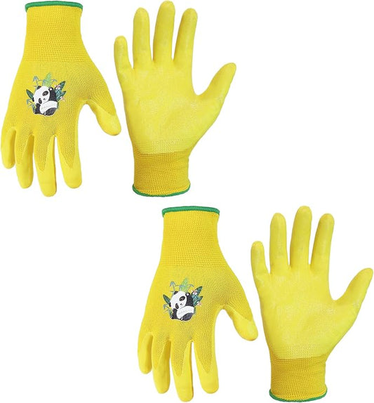 HANDLANDY 2 Pairs Kids Gardening Gloves, Grippy Kids Work Gloves, XXL | Nitrile Coated Children Toddler Garden Yard Work Cycling Outdoor Playing Gloves for Girls Boys