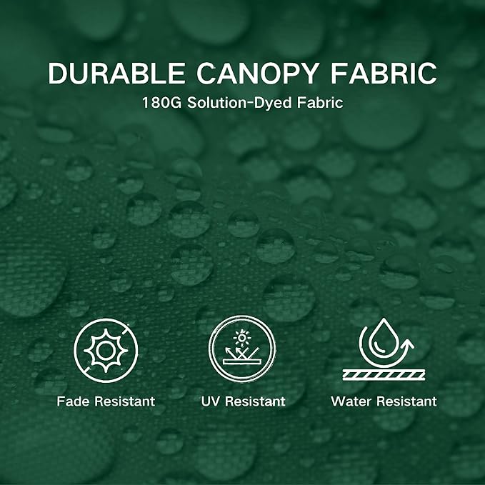 Kingdura 10ft 3-Tier Patio Umbrella with Solar Lights, Table Umbrella Outdoor Patio with Easy Crank & Tilt, 8 Sturdy Ribs, UV Protection, 32 LED Lights for Deck, Poolside, Market (Dark green)