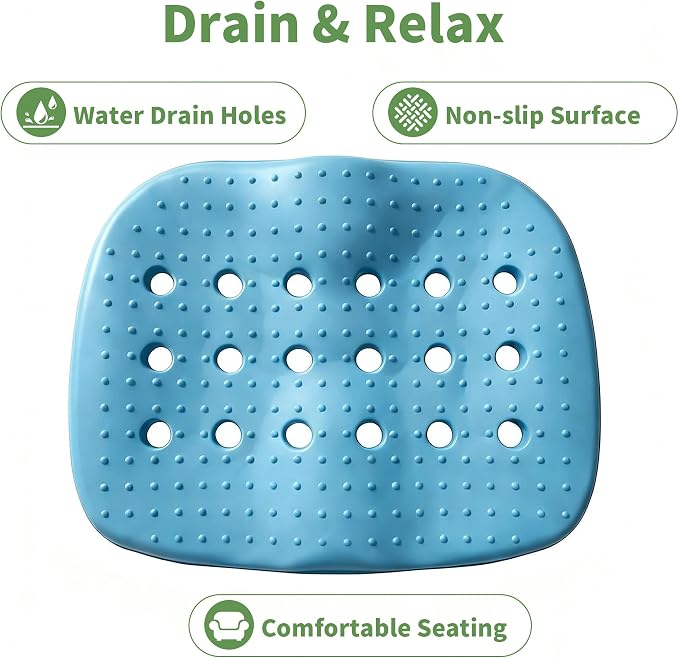 Poolside Seat Cushion, Pool Seat for Edge of Pool, Portable Outdoor Chair Mat with Carry Bag, Non-Slip & Quick-Drain for Swimming Pool, Patio, Deck, Hot Tub Bench (Blue, 2 PC)