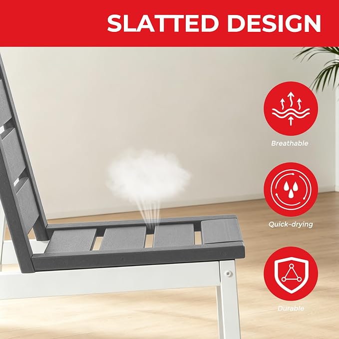 Costaelm Stinson Outdoor Patio HDPE Dining Side Chair, Gray
